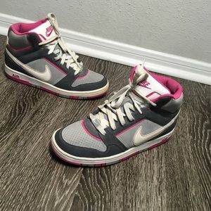 Gray and Pink Nike High Top Sneakers